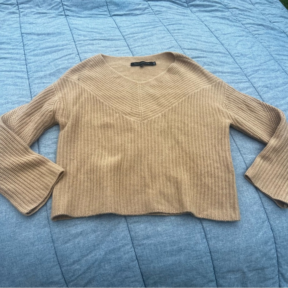 Sally LaPointe Neutral Tan Cashmere Sweater Size Medium